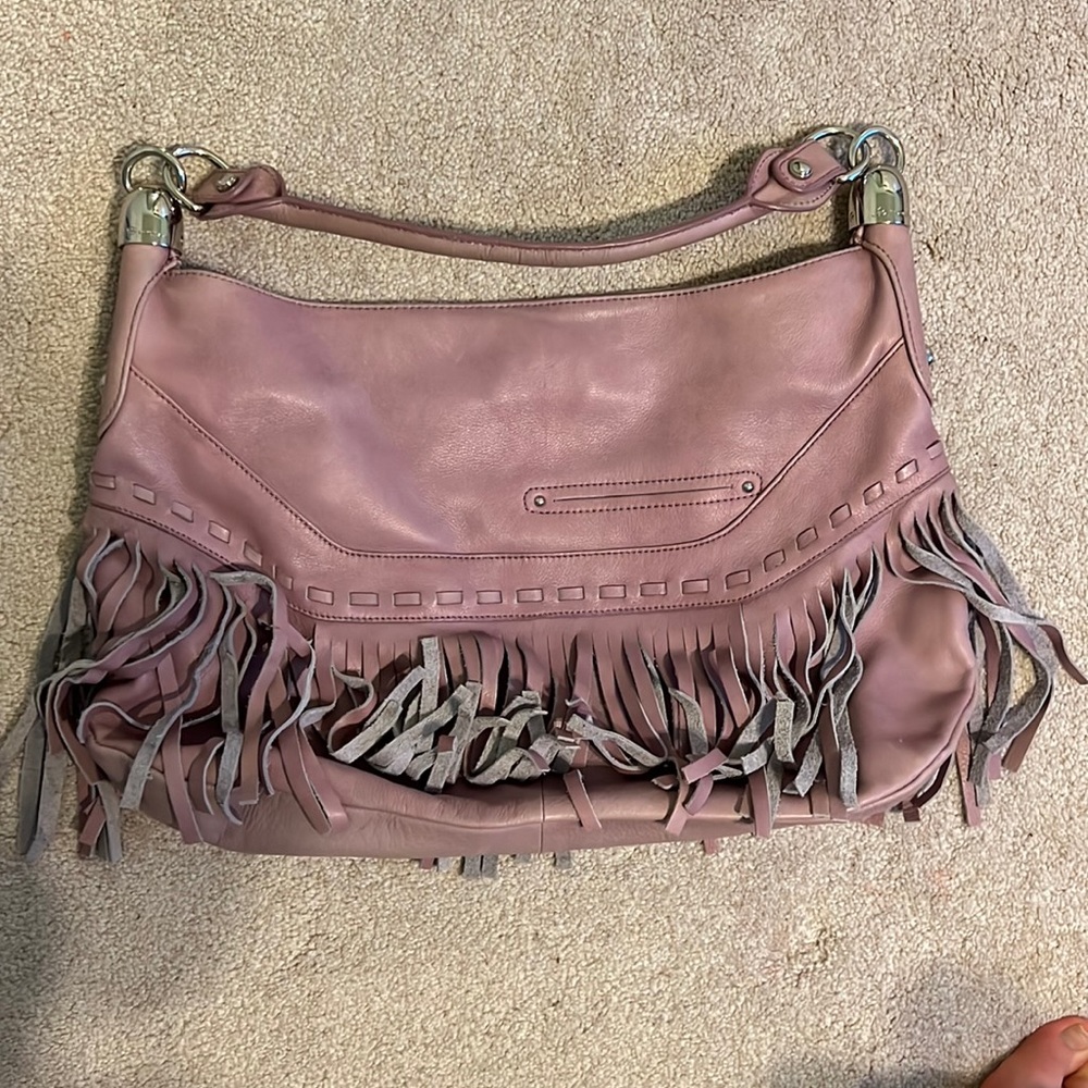 B. Makowsky Large Fringe Detail Tote Petunia